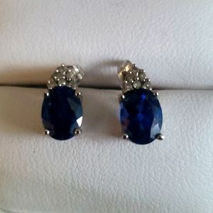 Blue sapphire and diamond earrings